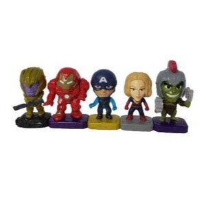 Avengers Thanos Iron Man Cpt Am Cpt Marvel Hulk 5 Collectible Mini Figures McD's